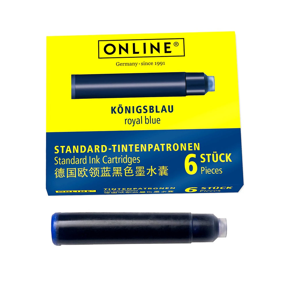 Online Standard-Tintenpatronen königsblau 6er Pack für Füller Schule Nachfüller
