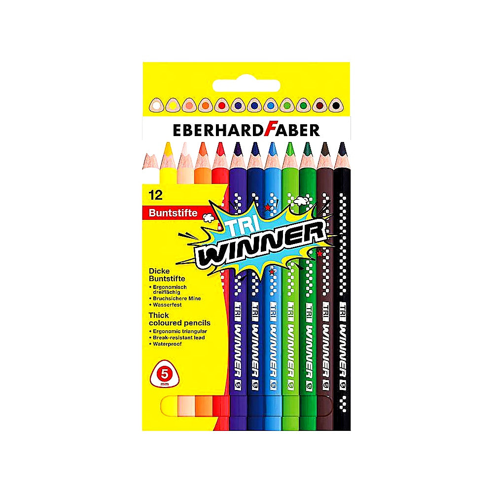 Eberhard Faber 518412 Buntstifte TRI Winner, 12er Set, Dreikant Form