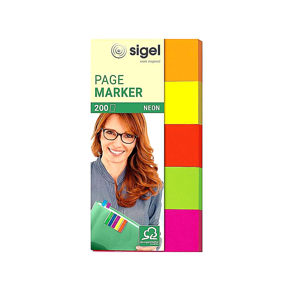 SIGEL HN650 Haftmarker Neon Papier 5 Farben 200 Streifen 20x50mm