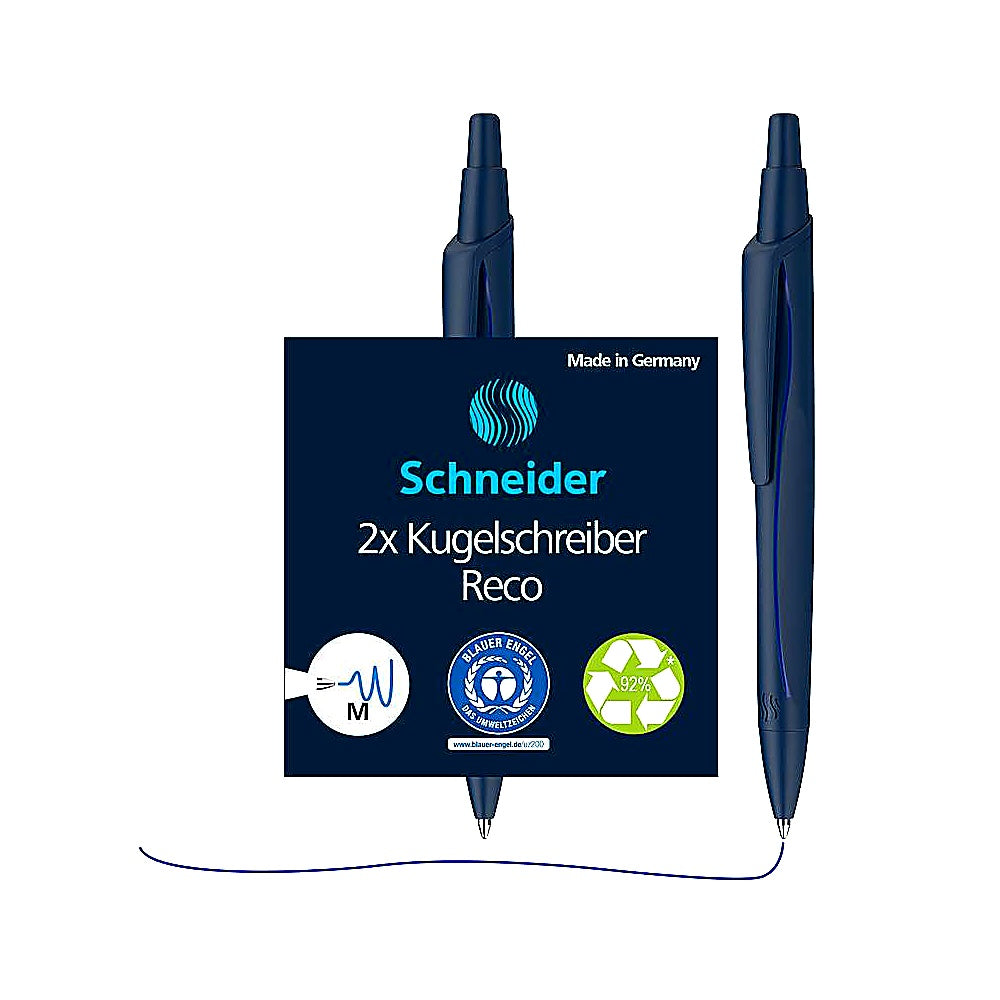 Schneider Reco Kugelschreiber Blau 2 Stück Nachfüllbar