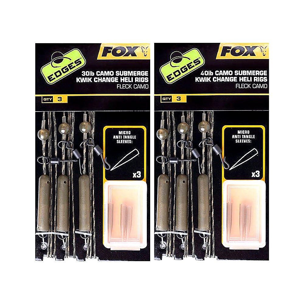 Fox Submerge Camo Heli Rigs Kwik Change 75cm Karpfenmontage 3 Stück