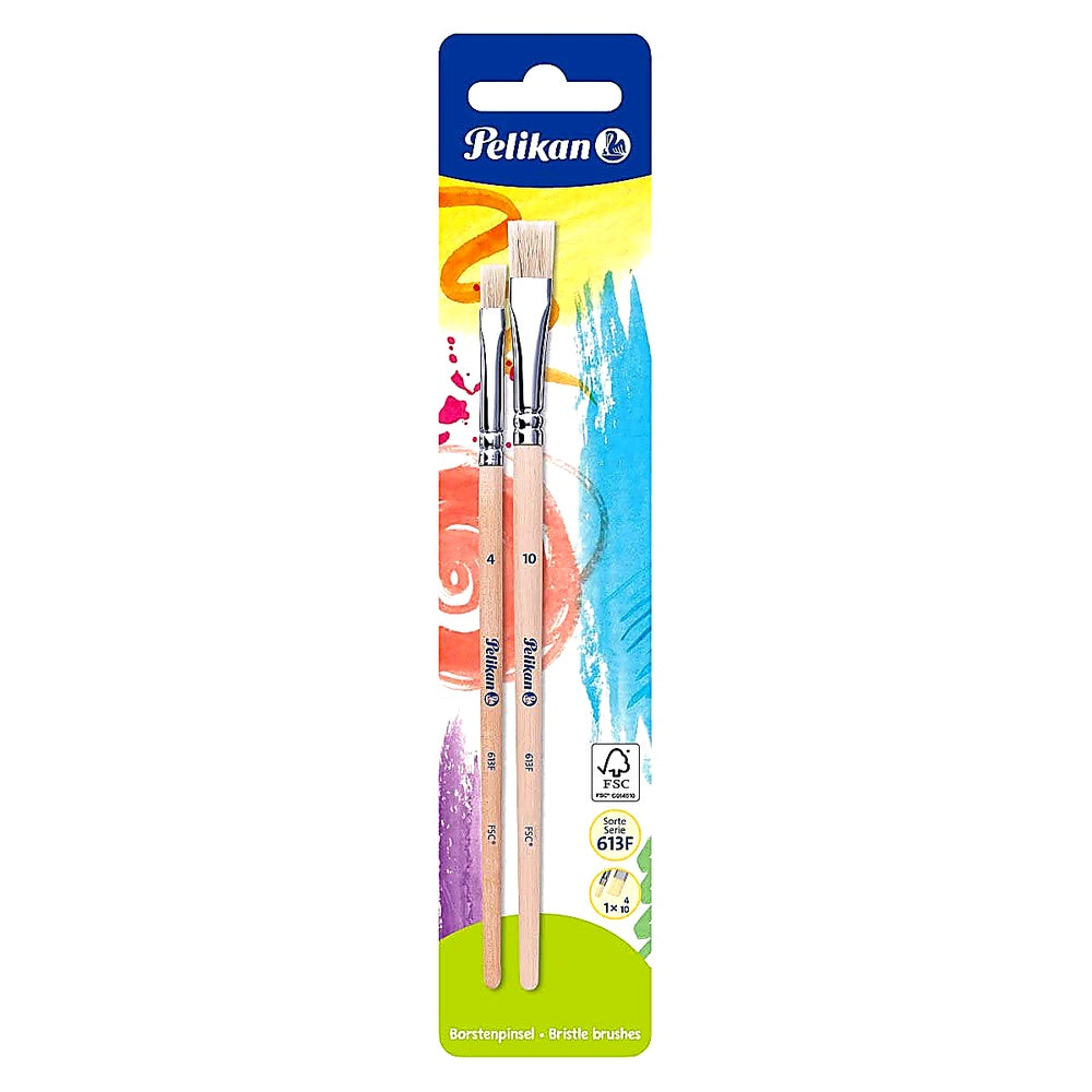 Pelikan 720375 Borstenpinsel Sorte 613F Größe: 4 und 10 2 Stück