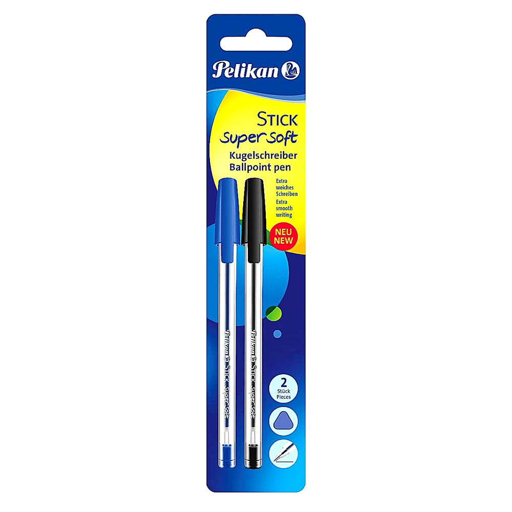 Pelikan Kugelschreiber Stick K86s super soft Schwarz & Blau ergonomischer Kuli