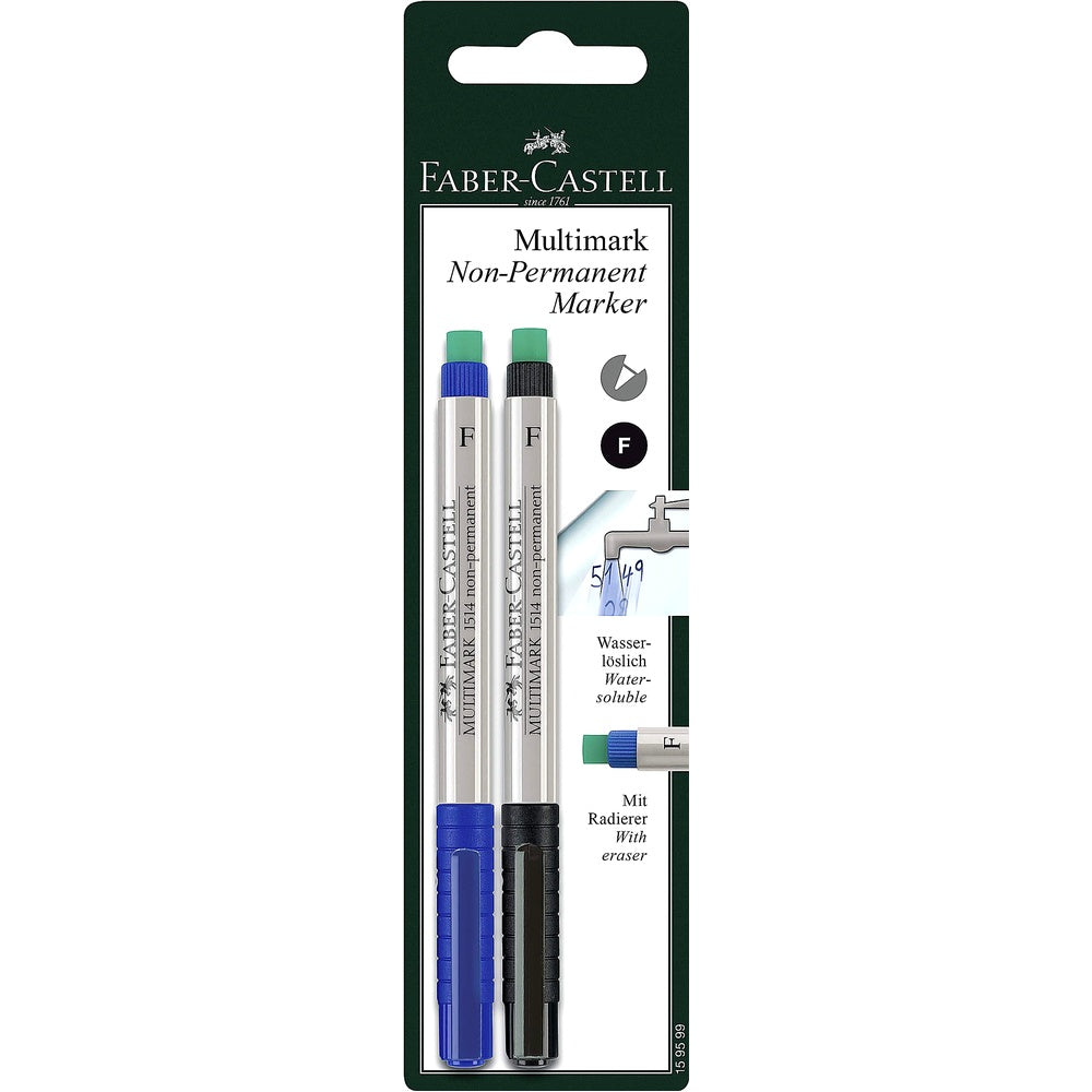 Faber-Castell 159599 - Marker MULTIMARK non-permanent Stärke: F 2er Packung