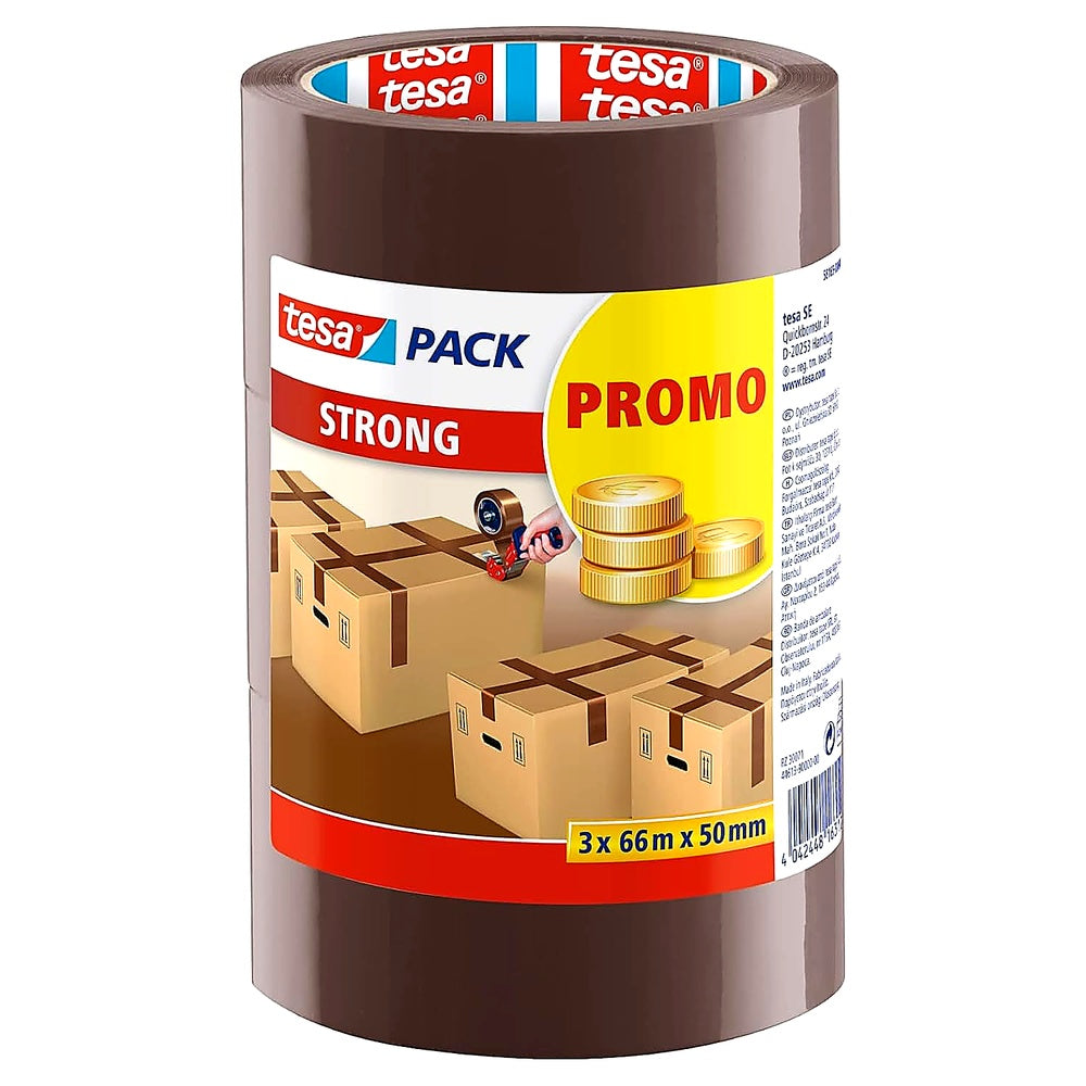 tesa tesapack Strong - Geräuscharmes Paketklebeband Verpacken von Paketen