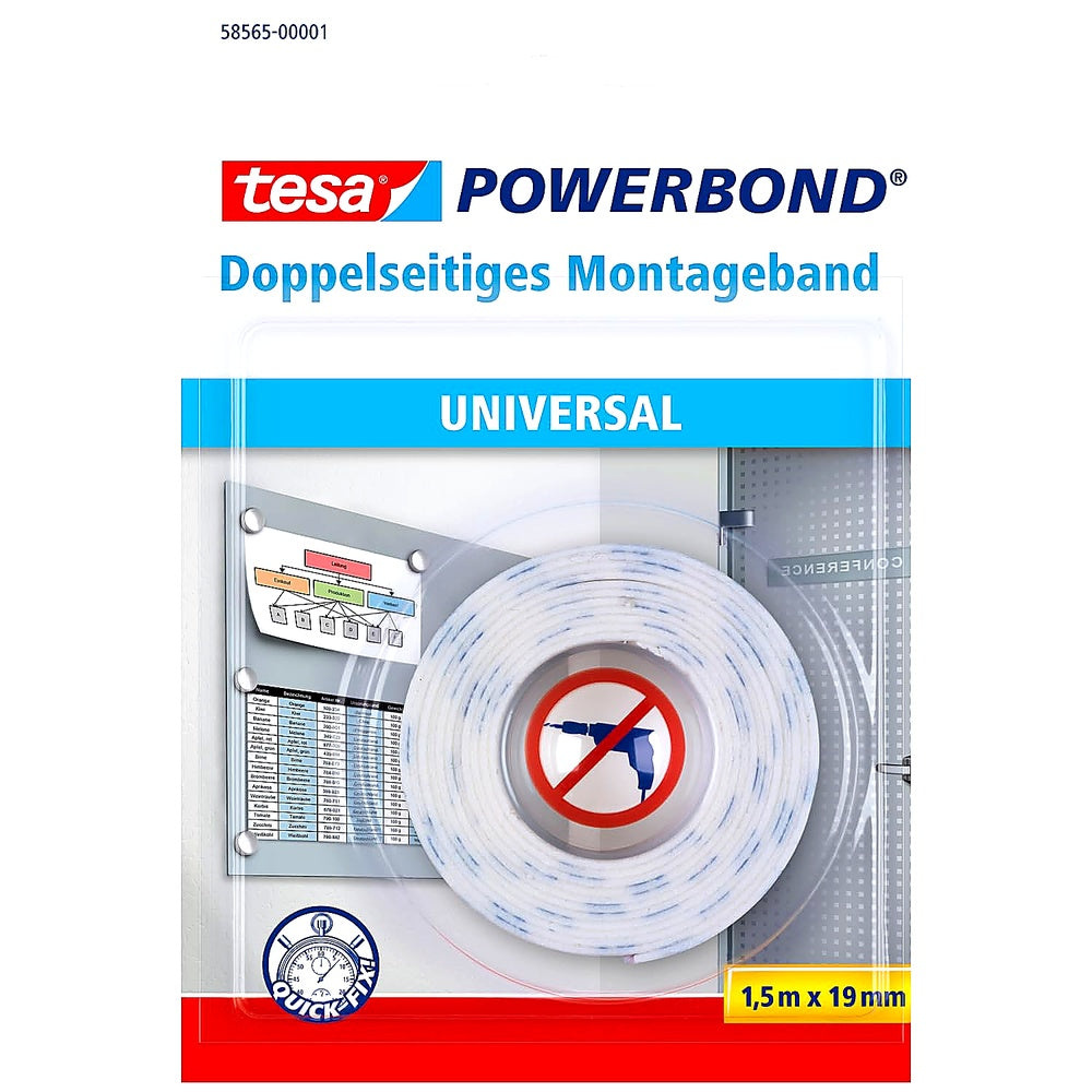 tesa Powerbond Montageband - doppelseitiges Montageklebeband Glas
