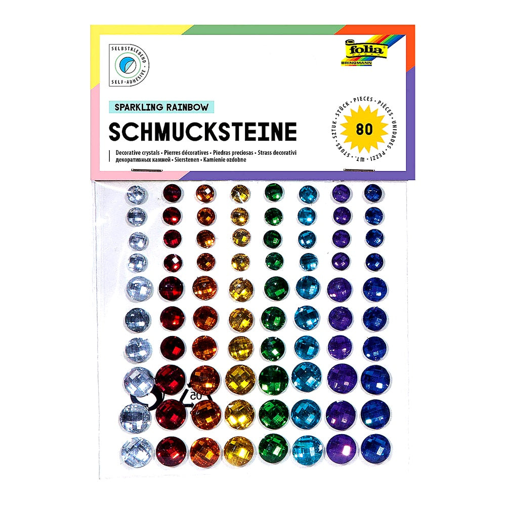 folia 12306 - Deko Schmucksteine Sparkling Rainbow selbstklebend 80 Stück