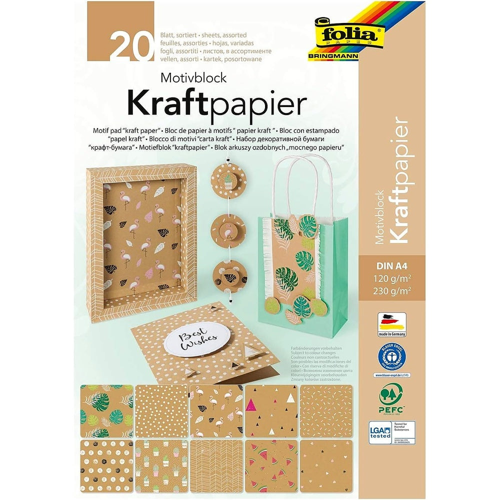 folia Motivblock Kraftpapier Mix