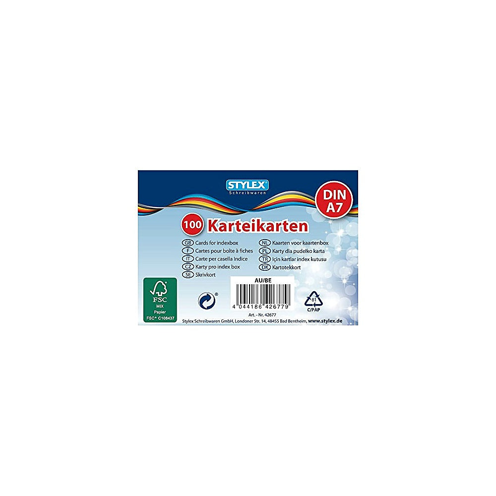 Stylex Karteikarten liniert weiß 100 Stück