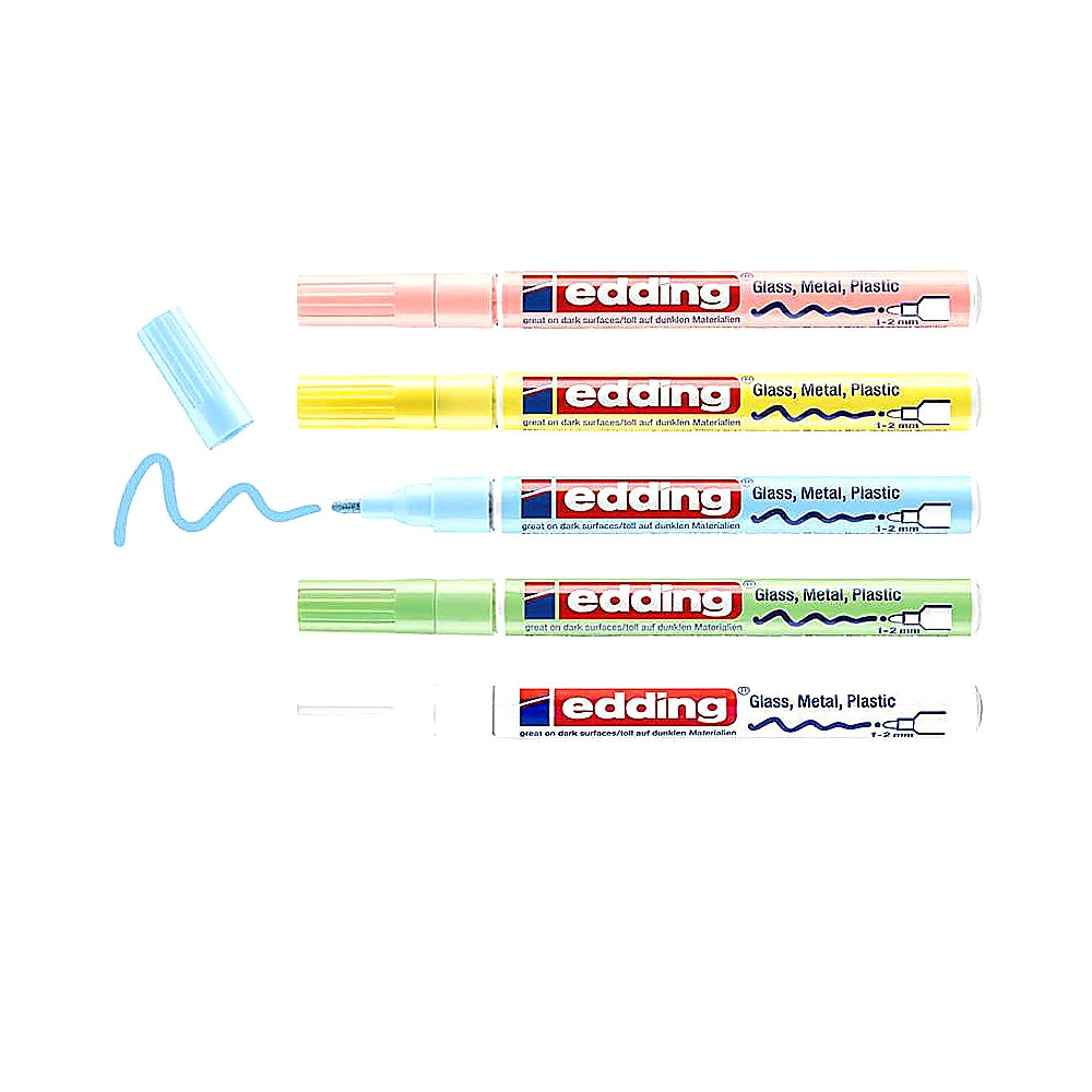 Edding Set 751/5 S CR Paint Marker Pastell, 5 Lackmarker Pastellfarben