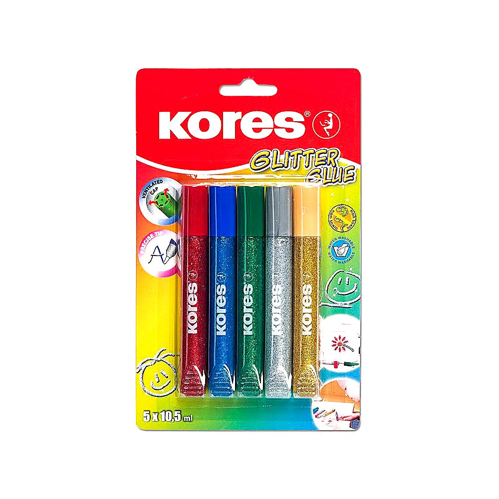 Kores Glitzerkleberstifte Kinder 5 Farben 10.5ml ungiftig Kunst Handwerk