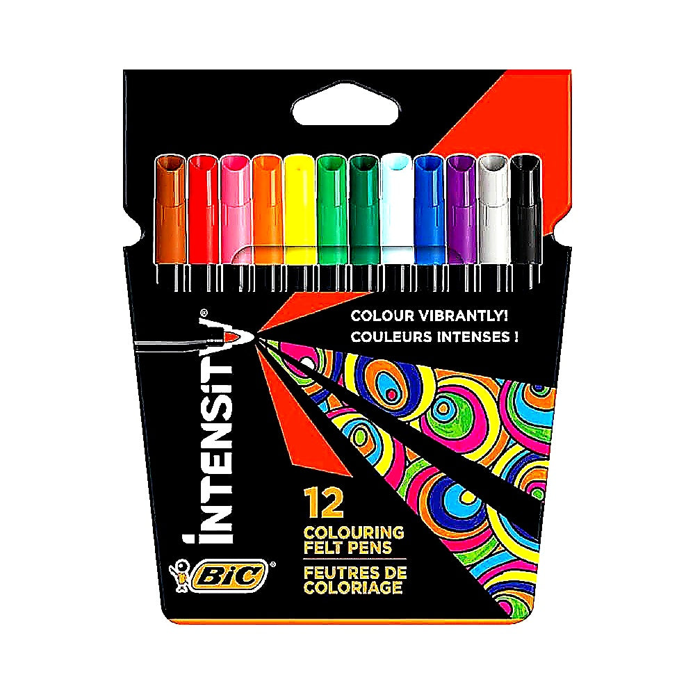 BIC Intensity Filzstifte 12 Farben mit auswaschbarer Tinte