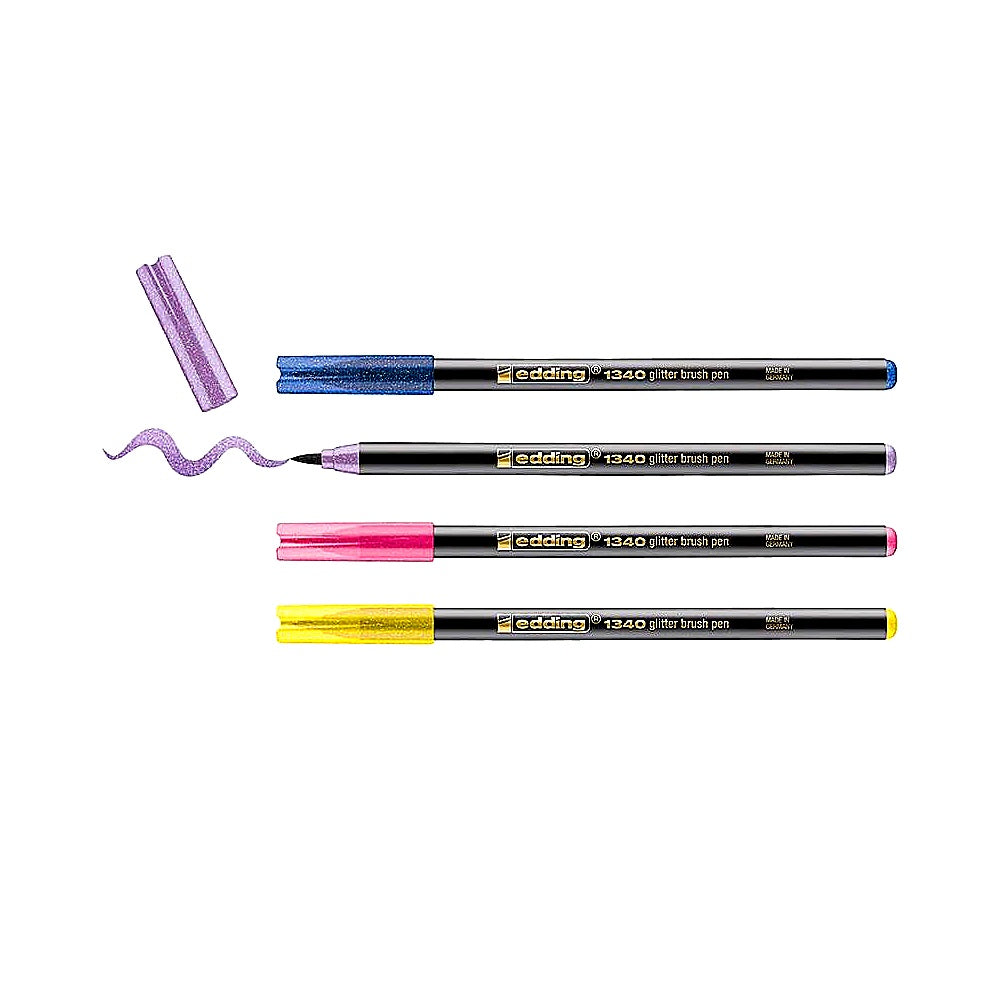 Edding 1340 Glitzerstifte 4er Set – Pinselstifte für Handlettering