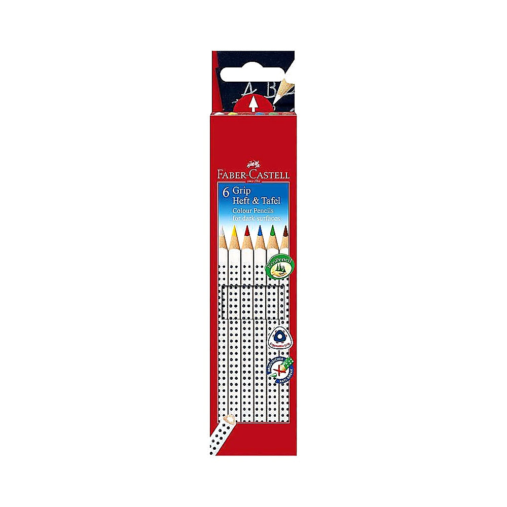 Faber Castell Grip Farbstifte Heft + Tafel 6er, Schulfarbstifte