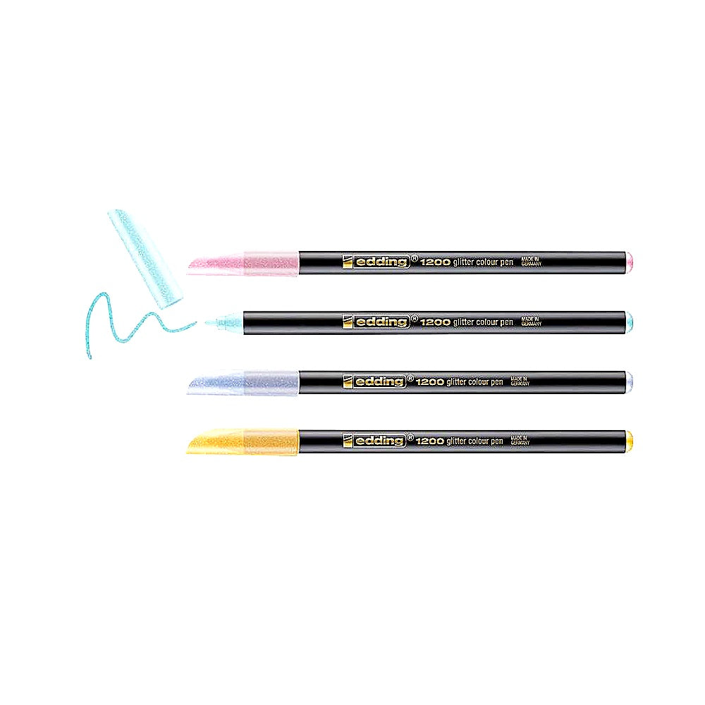 Edding Set 1200 Glitzerstifte Pastell 4er, Glitzereffekt, Rundspitze 3mm