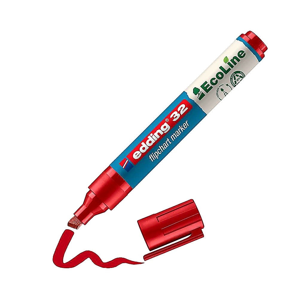 Edding 32 EcoLine Flipchartmarker rot, Keilspitze 1–5mm, nachfüllbar, Flipchart