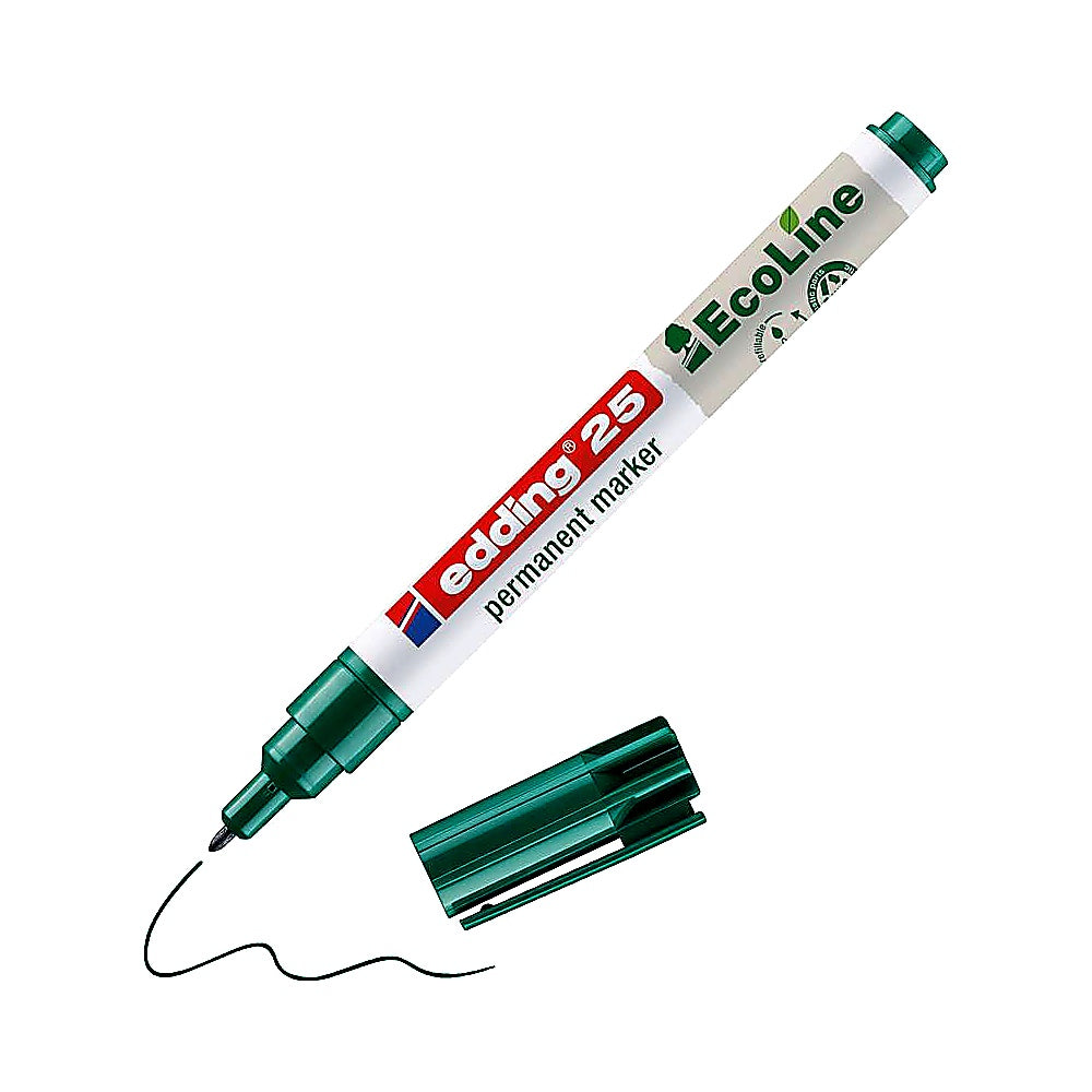 Edding 25 EcoLine Permanentmarker grün, Rundspitze 1mm, wasserfest, nachfüllbar