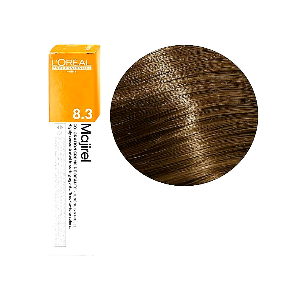 L'Oréal Majirel 8.3 Hellblond Gold 50ml permanente Cremehaarfarbe für blondes Haar