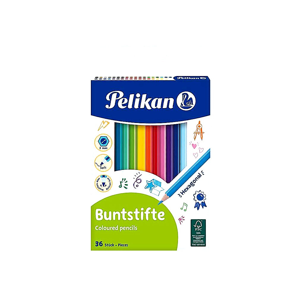 Pelikan Buntstifte 36 Stück Sechseckig 3mm Farbig Markiert bunte Malstifte