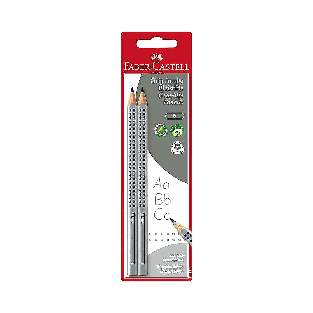 Faber Castell Jumbo Grip Bleistiftset 2xB silber, Doppelpack