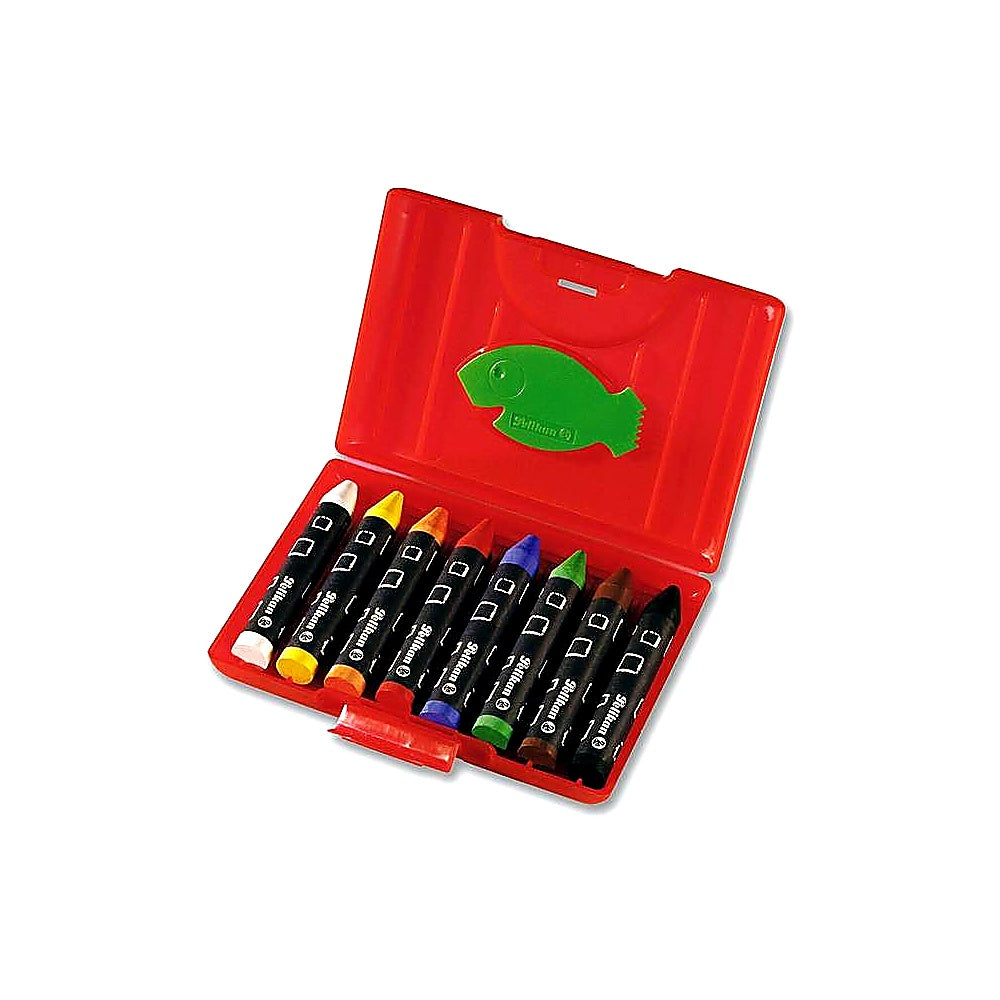 Pelikan Wachsmalstifte 665/8 wasserfest 8 Stangen bunte Farben Kinder Schule