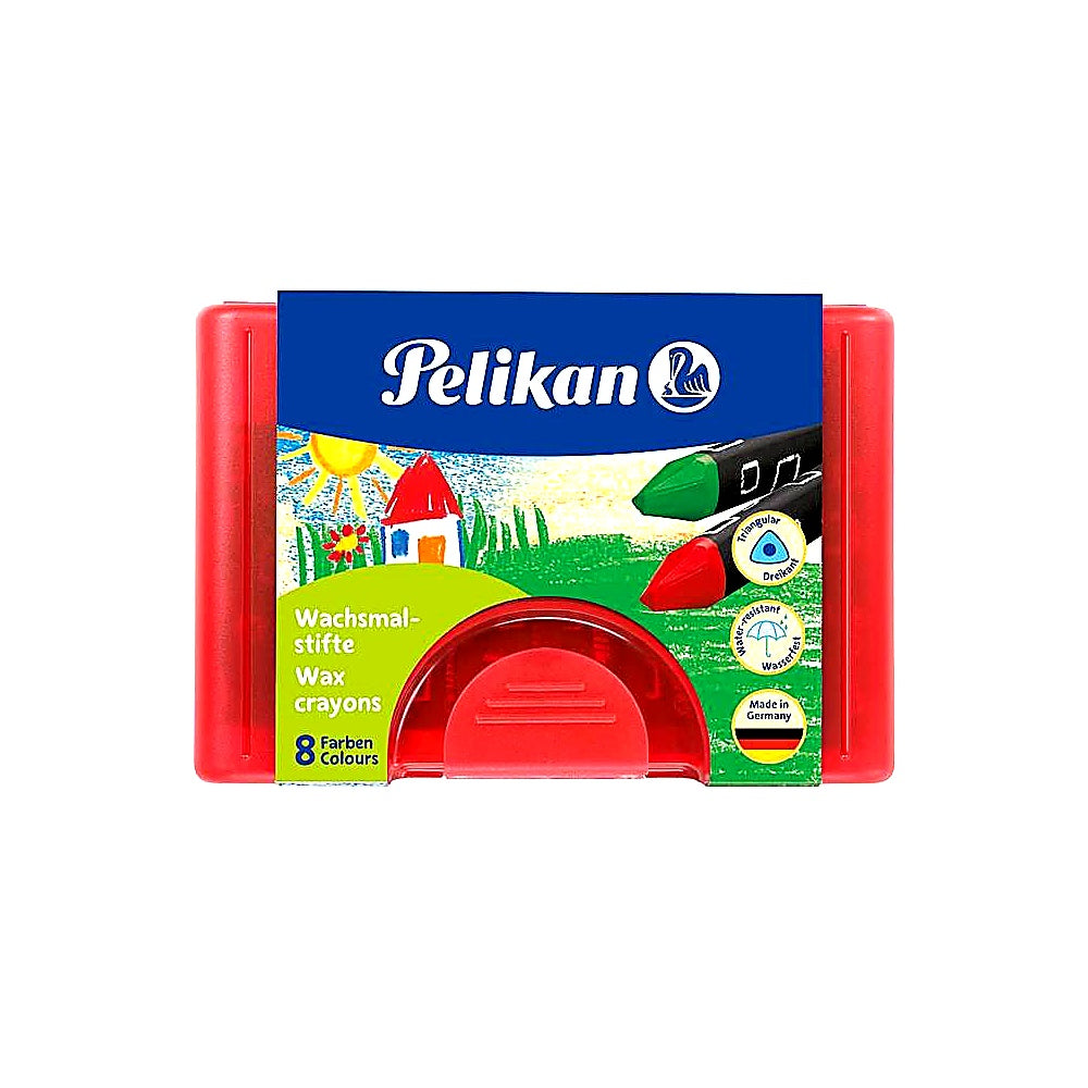 Pelikan Wachsmalstifte 665/8d dreieckig wasserfest 8 Farben Schule Basteln