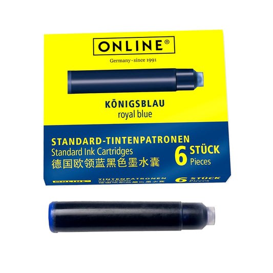 Online Standard-Tintenpatronen königsblau 6er Pack für Füller Schule Nachfüller