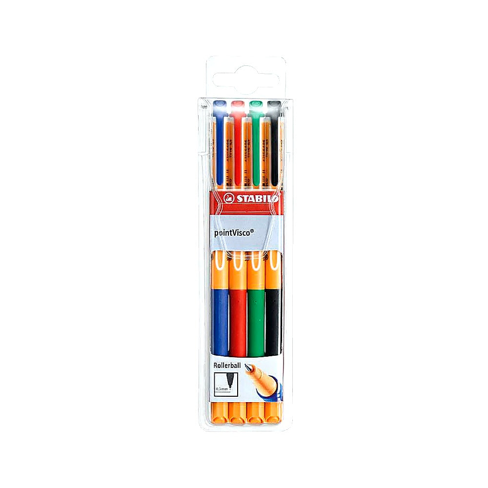 STABILO pointVisco Tintenroller 4er Set blau rot grün schwarz