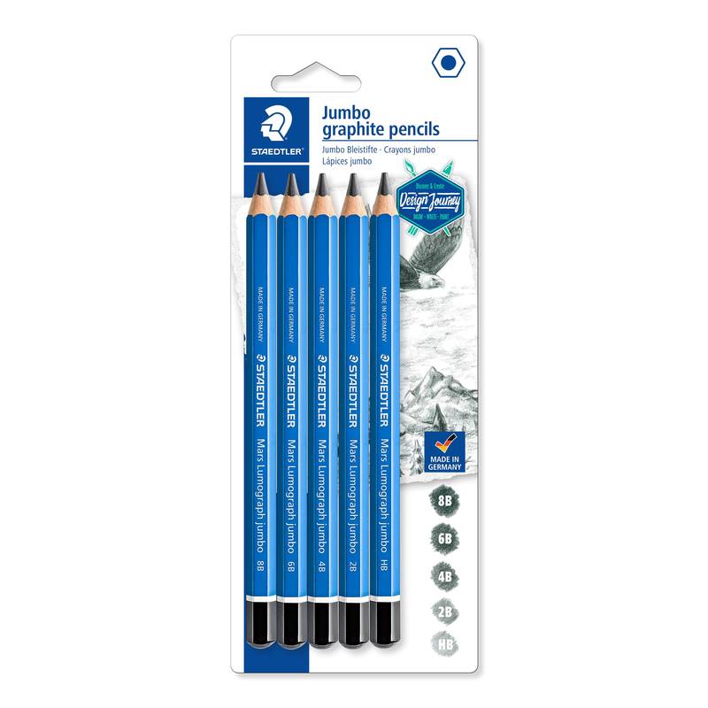 Staedtler Mars Lumograph Jumbo Bleistifte 5er Blisterkarte Zeichenbleistift dick