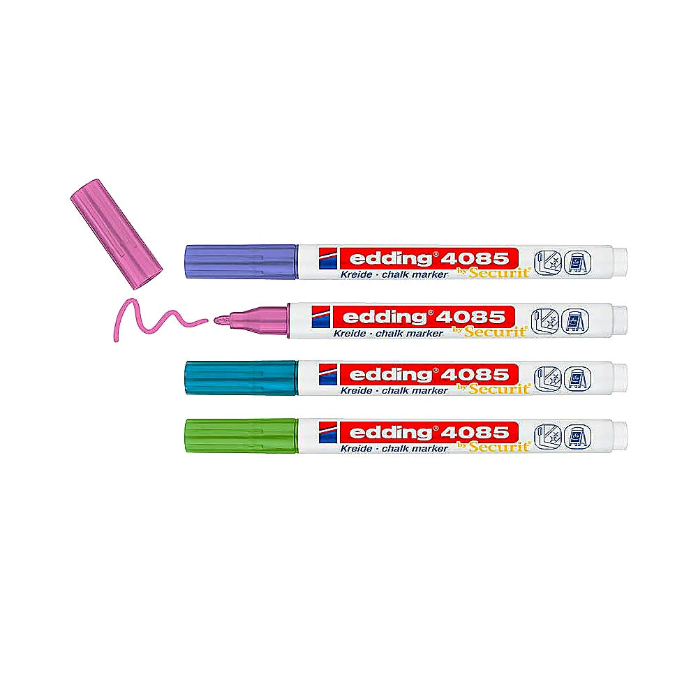 Edding Set 4085 Kreidemarker 4er metallic, Blau, Grün, Pink, Violett
