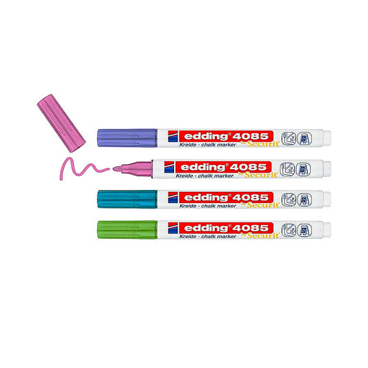 Edding Set 4085 Kreidemarker 4er metallic, Blau, Grün, Pink, Violett