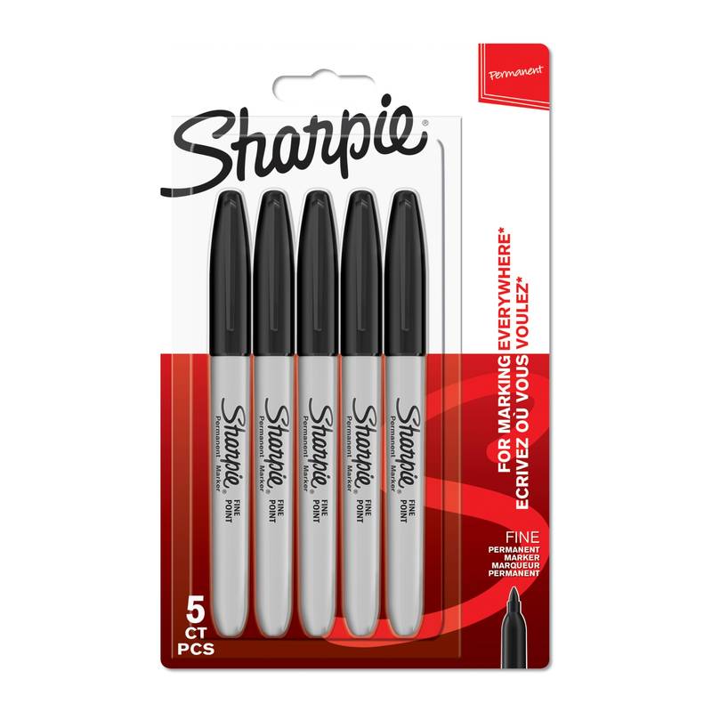 Sharpie Permanent Marker feine Spitze schwarze Tinte 5 Stück