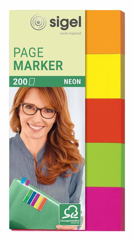 SIGEL HN650 Haftmarker Neon Papier 5 Farben 200 Streifen 20x50mm