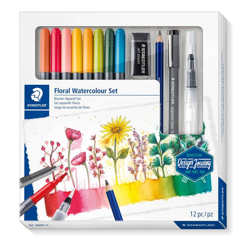 Staedtler Blumen Aquarell Set Komplett Set Blumenmotive Aquarellfarben
