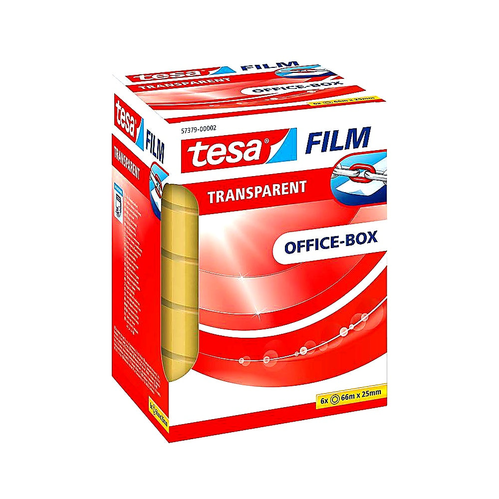 Tesa Transparent Klebeband 66m x 25mm 6 Rollen durchsichtiges Klebeband