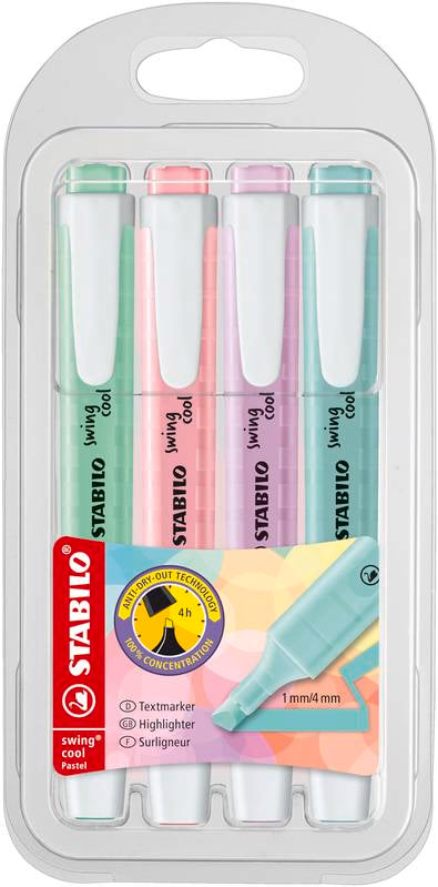 STABILO swing cool Pastel 4er Set Minzgrün rosiges Rouge Lila Türkis