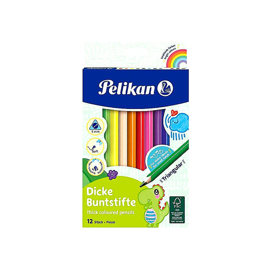 Pelikan Buntstifte 12 Stück Dreieckig Dick Weich ergonomisch Schule Vorschule