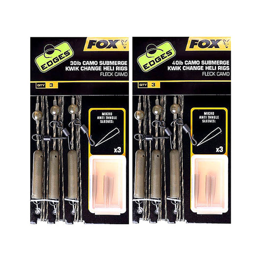 Fox Submerge Camo Heli Rigs Kwik Change 75cm Karpfenmontage 3 Stück