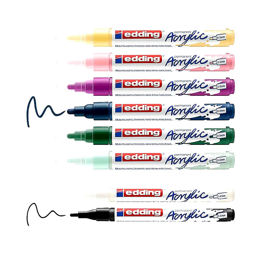 Edding Set Start Easy Acrylstifte & Postkartenblock, 8 Farben Set