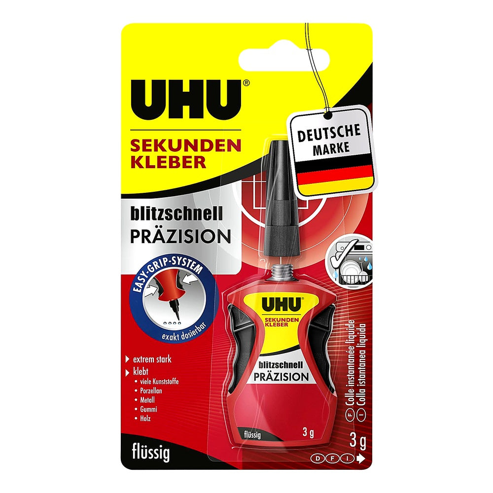 UHU Sekundenkleber extra stark | 3g Kleber präzises dosiertes Kleben