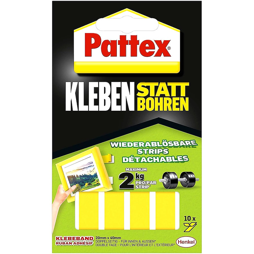 Pattex Kleben statt Bohren Klebe-Strips starkes doppelseitiges Klebeband