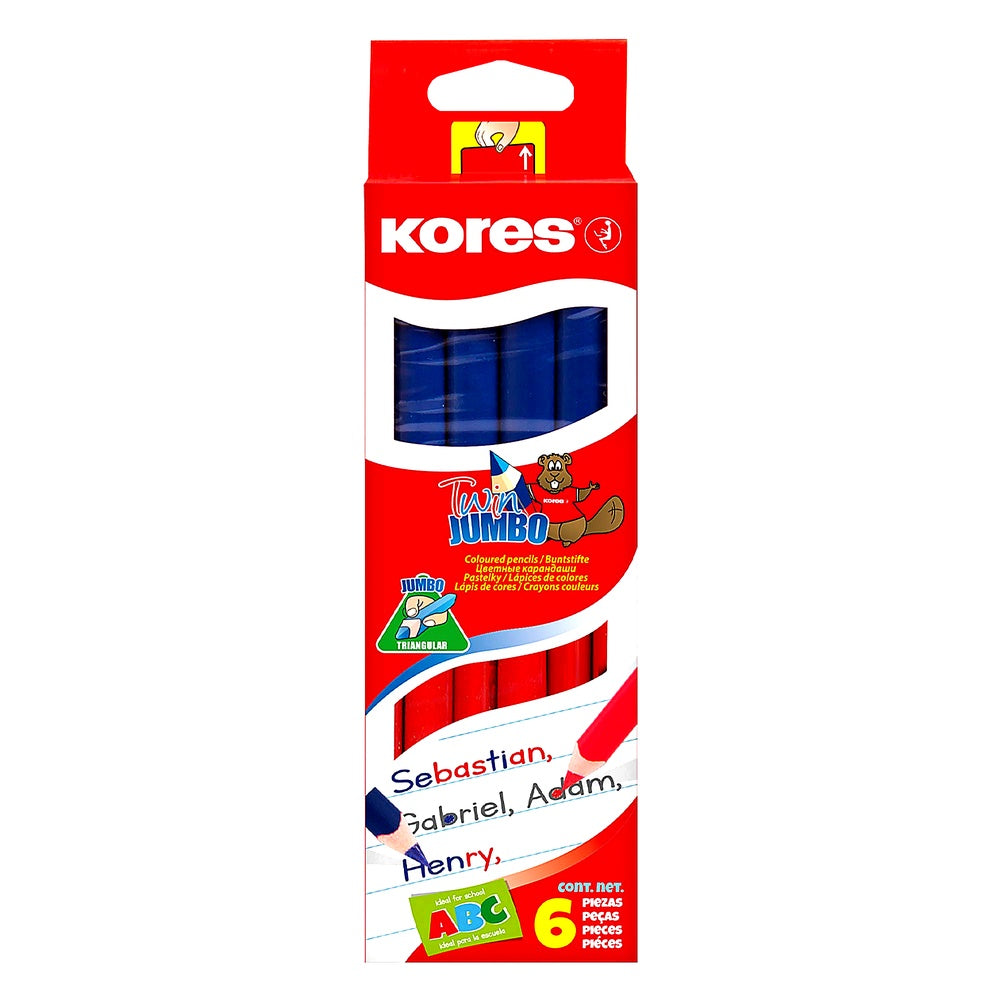 Kores Jumbo Farbstifte 12 Farben dicke weiche Mine dreieckig Spitzer