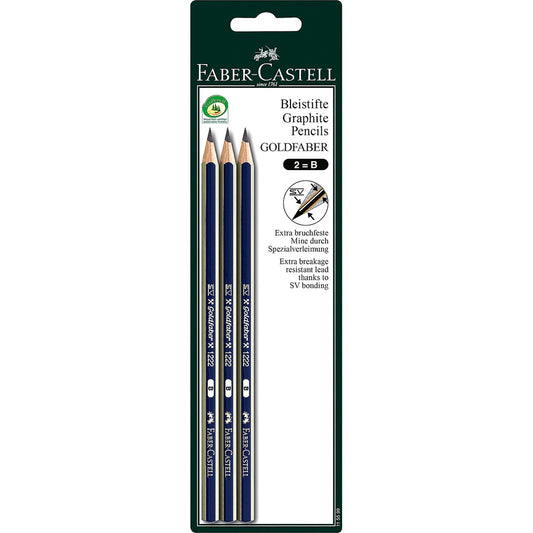 Faber Castell Castell 9000 3er Bleistift B grün, Dreierpack Bleistifte