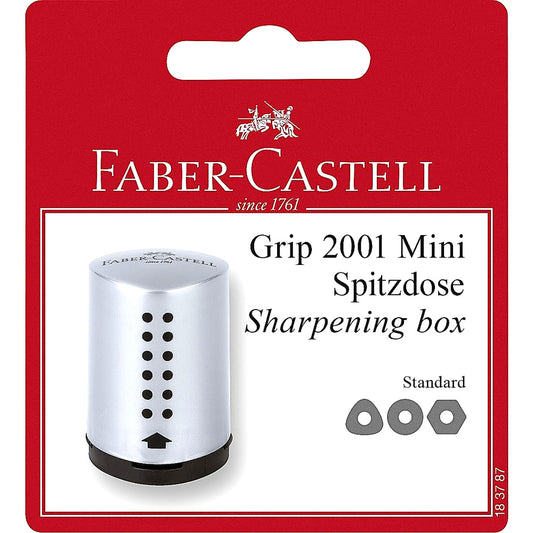 FABER-CASTELL 183787 - Einfachspitzdose Grip 2001 Mini silber 1 Stück