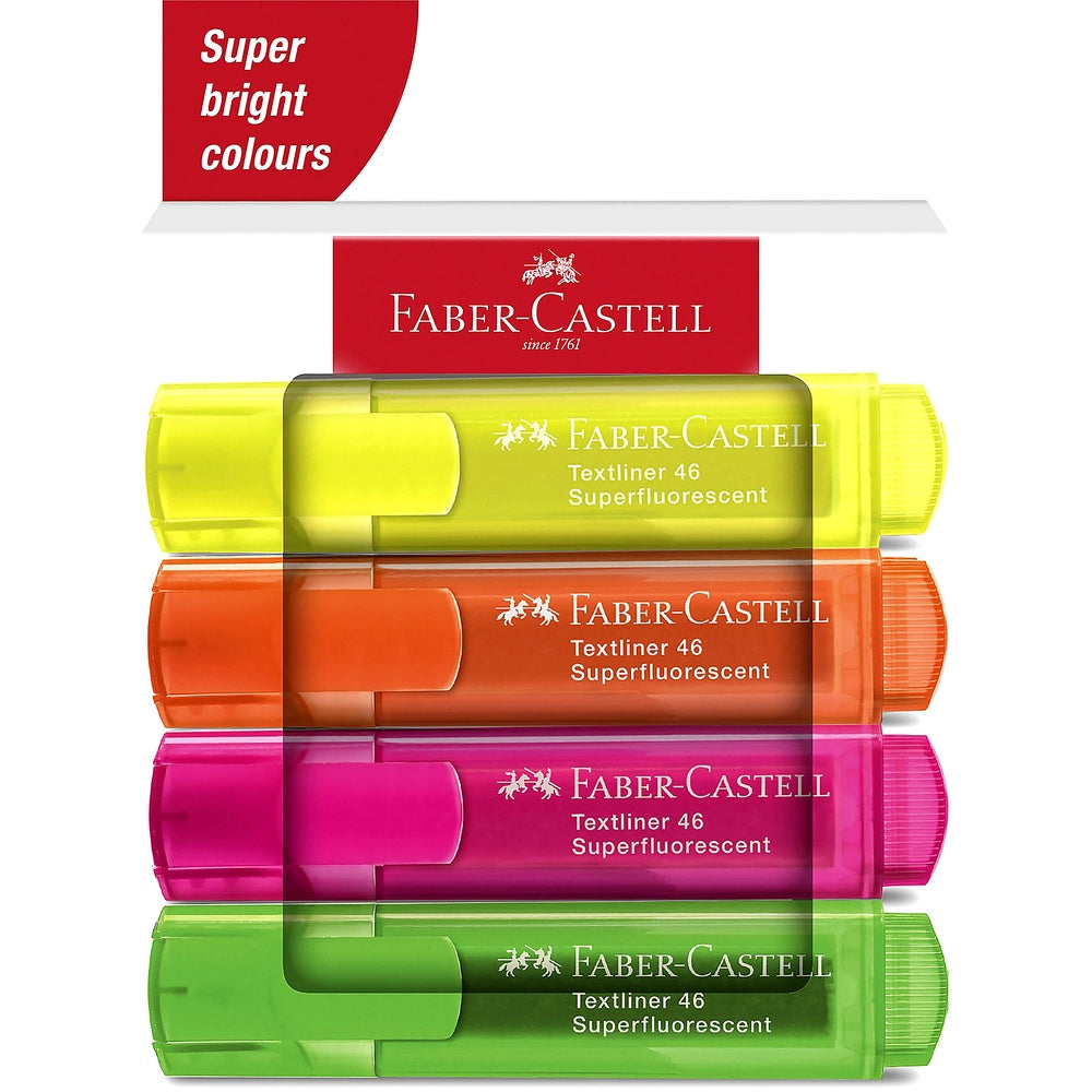 Faber-Castell 254644 Textliner 1546 Textmarker Neonfarben 4 Stück