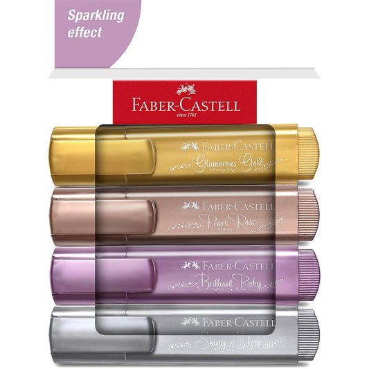Faber-Castell 254674 Metallic Textmarker Set 4 Stück Highlighter Pens