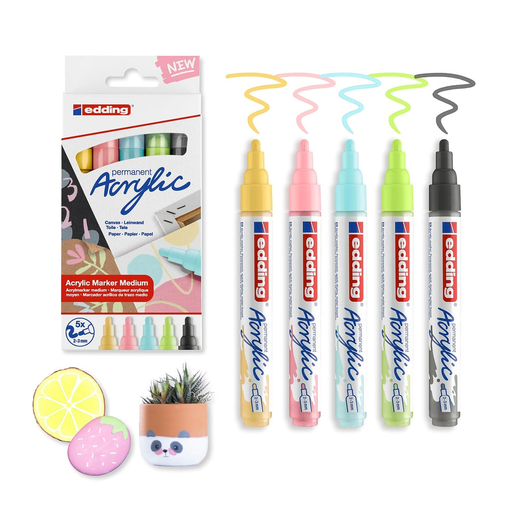 Edding 5100 Acrylmarker medium, Rundspitze 2–3 mm, wasserfest, Leinwand & Holz
