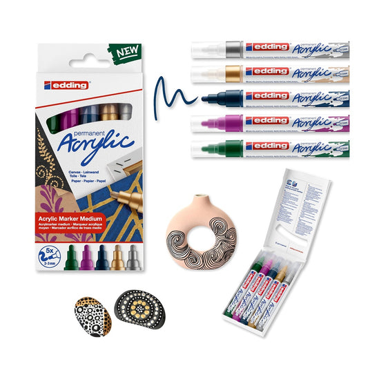 Edding 5100 Acrylmarker medium, Rundspitze 2–3 mm, wasserfest, Leinwand & Holz