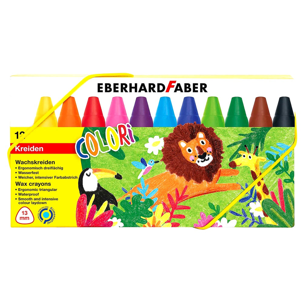 Eberhard Faber 524010 - Wachsmalkreide Colori 12 wasserfeste Wachsmalstifte