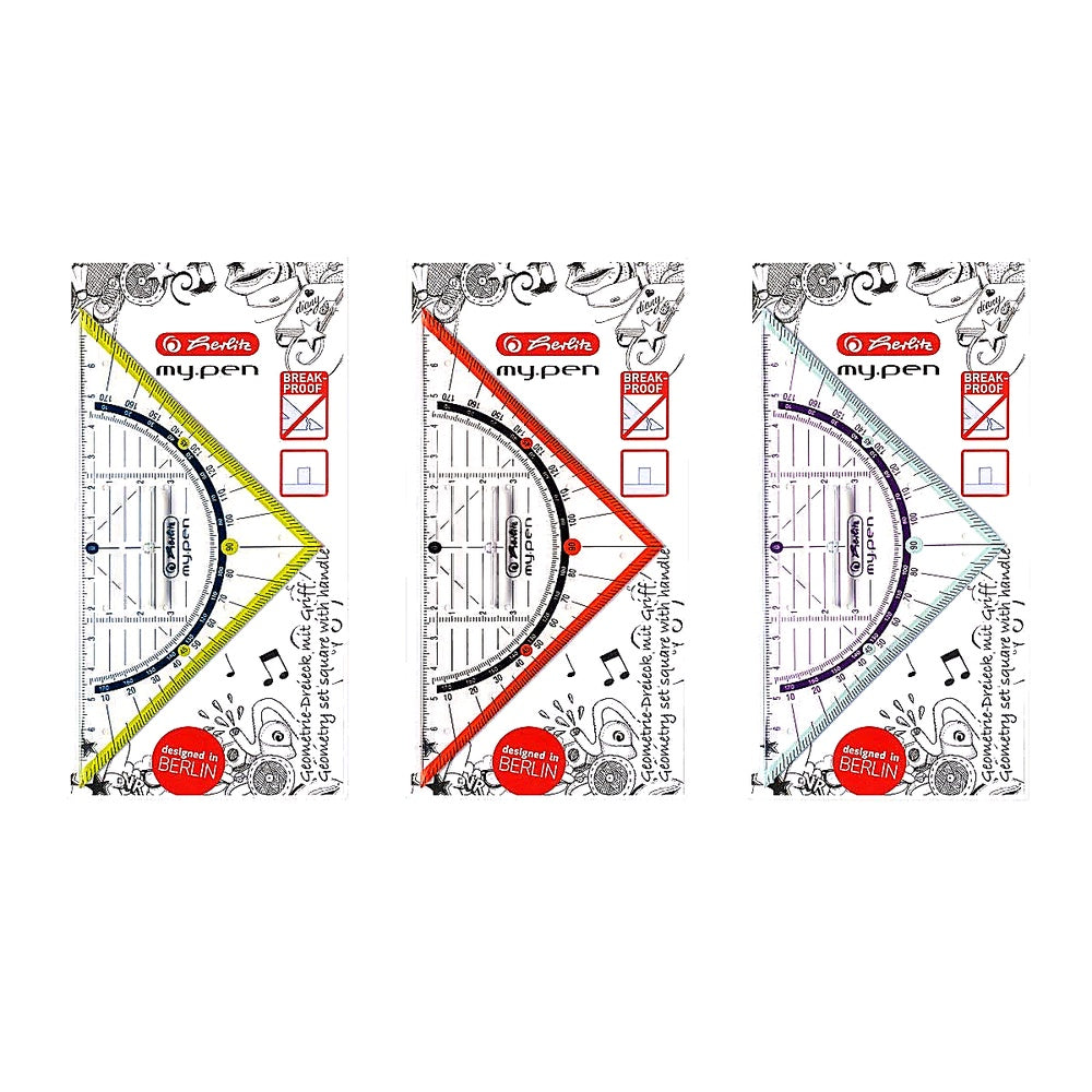 herlitz Geometriedreieck 16 cm farbig sortiert (keine Farbauswahl möglich!) 1